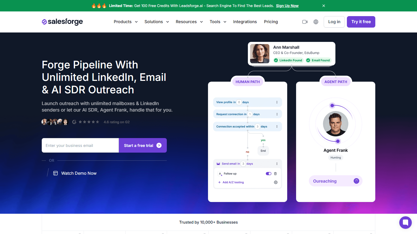 salesforge.ai homepage, as one of the linkedin automation tools.png